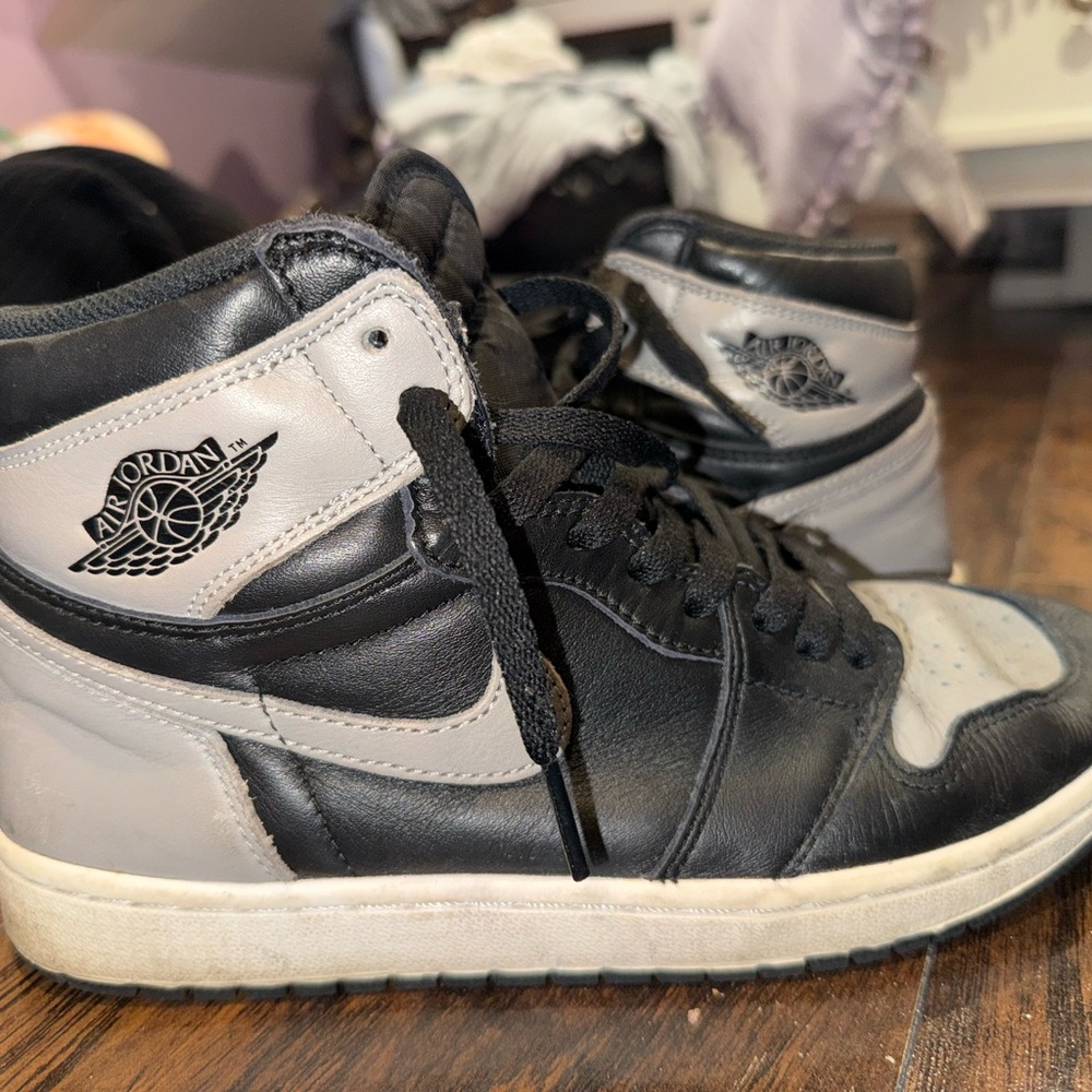 Air Jordan Black and Gray Shadow 1s